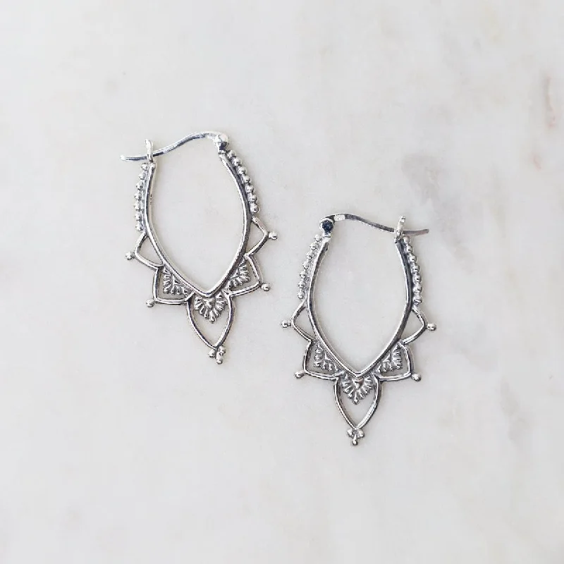 Sterling Silver Decorated Oval Hoops