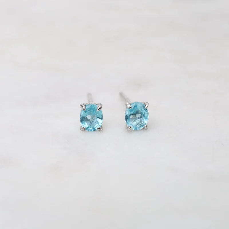 Oval Blue Apatite Stud Earrings