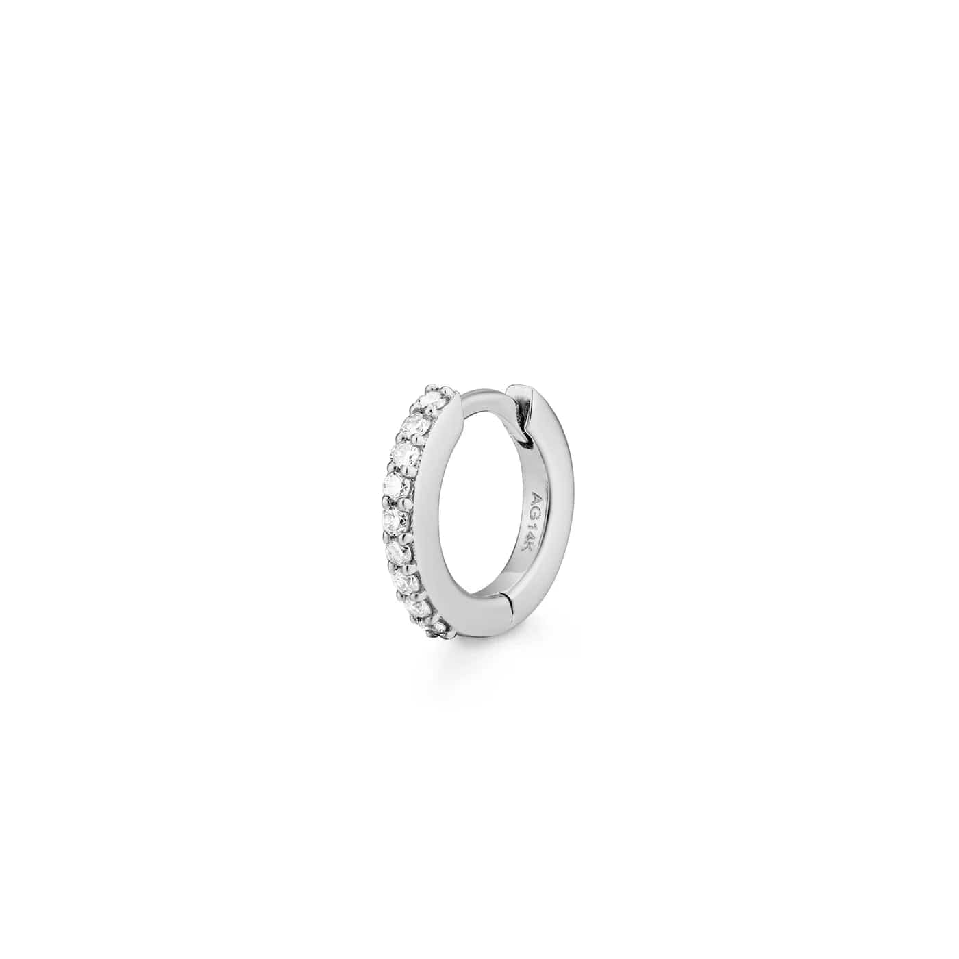 Carly White Gold Single Mini Diamond Huggie Hoop - SOLD AS A SINGLE