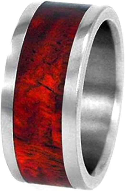 Amboyna Burl Wood 8mm Comfort Fit Titanium Wedding Band, Size 8