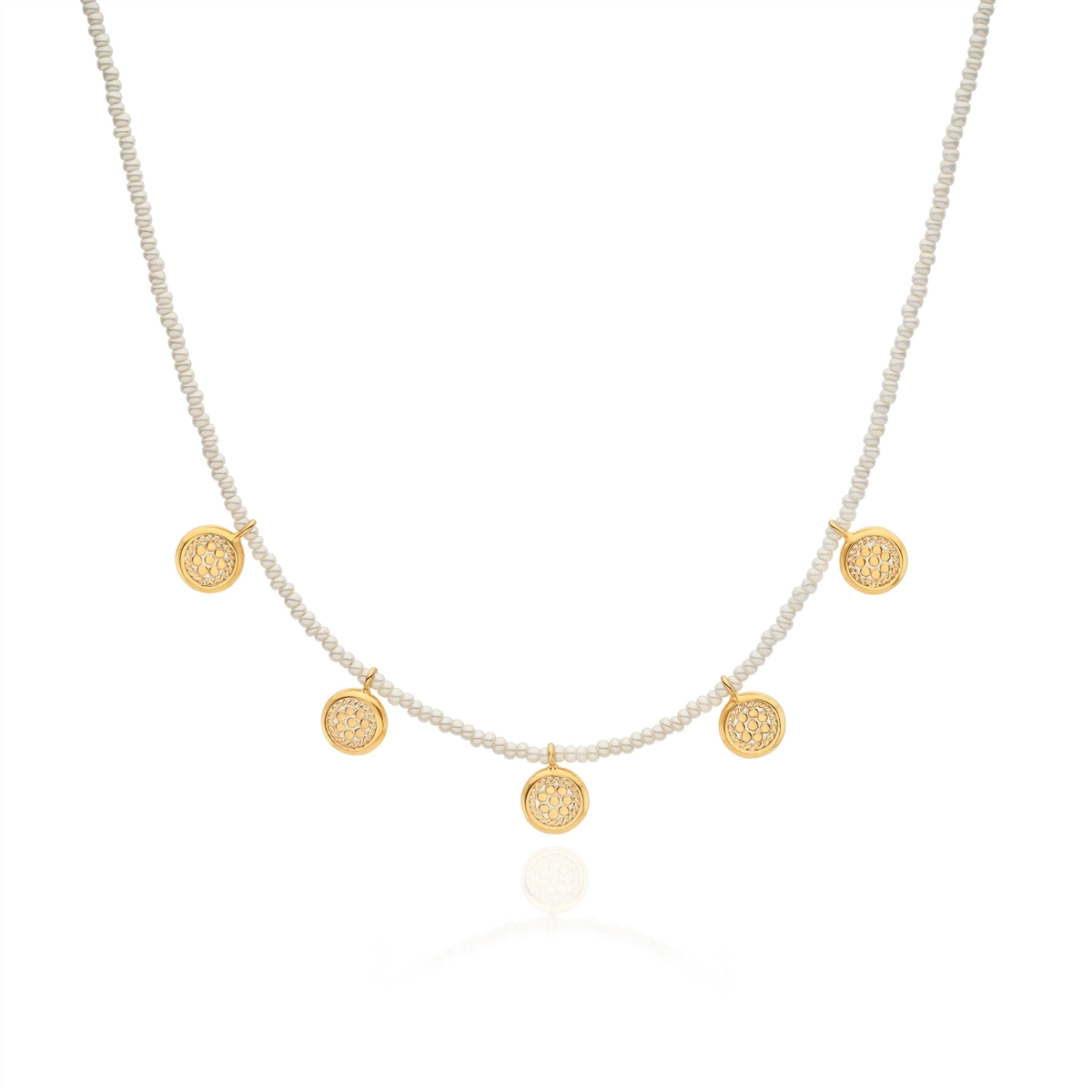 Anna Beck Multi Circle Beaded Pearl Necklace - Gold Plated