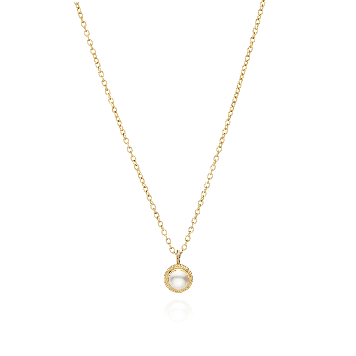 Anna Beck Pearl Circle Drop Necklace - Gold Plated