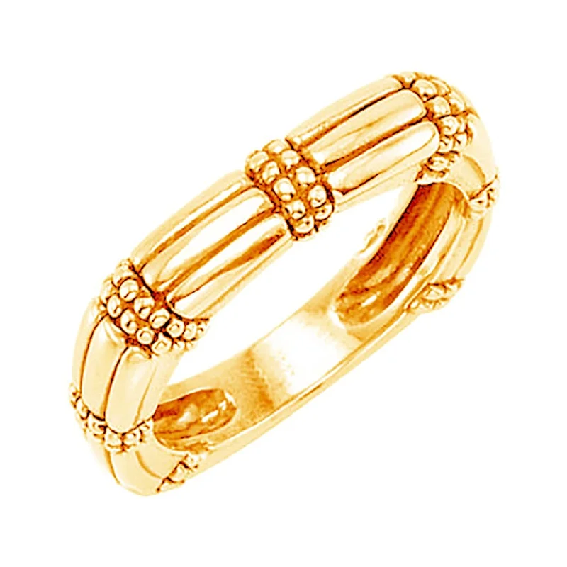 Antiqued Granulated Square Stackable 4.6mm 14k Yellow Gold Ring, Size 5.5