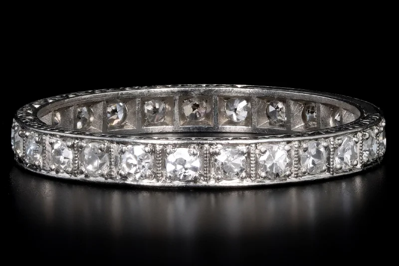 Art Deco Platinum 1 Carat Total Weight Diamond Eternity Wedding Band