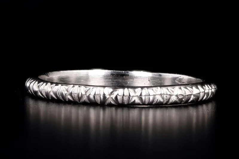 Art Deco Platinum Etched Wedding Band