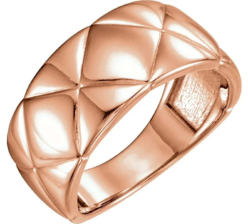 Bead-Blast Quilted Ring, 14k Rose Gold, Size 5.5