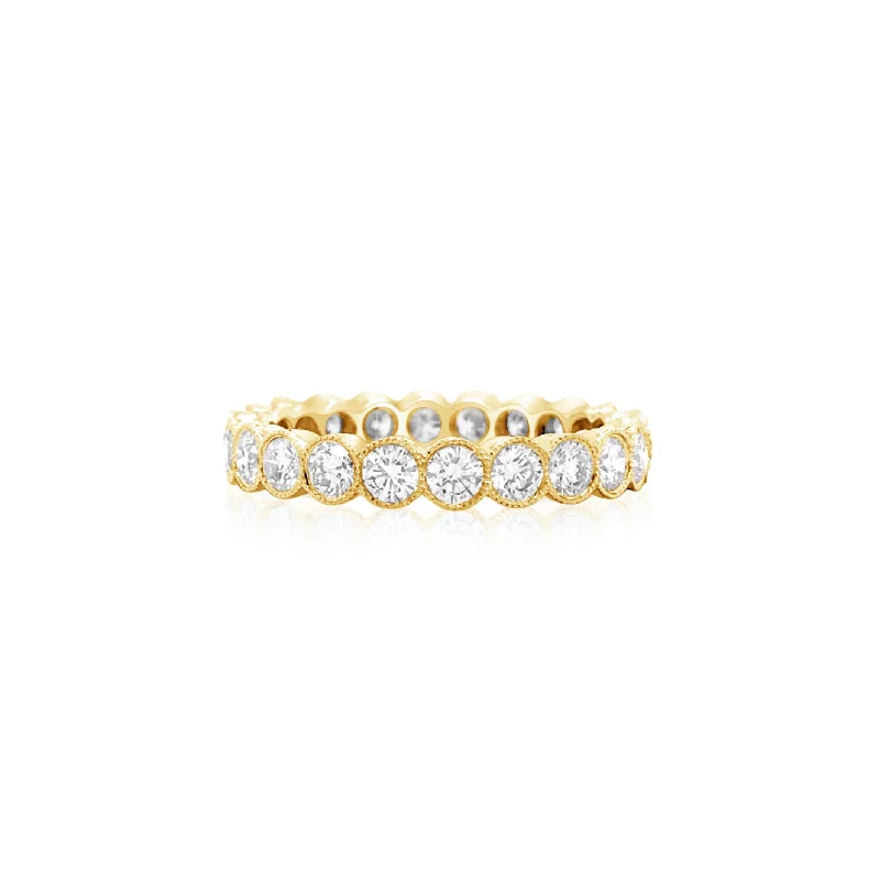 Bezel-Set Diamond Eternity Ring With Filigree Edge