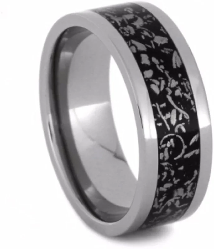 Black Stardust 8mm Comfort-Fit Titanium Wedding Band, Size 7.75