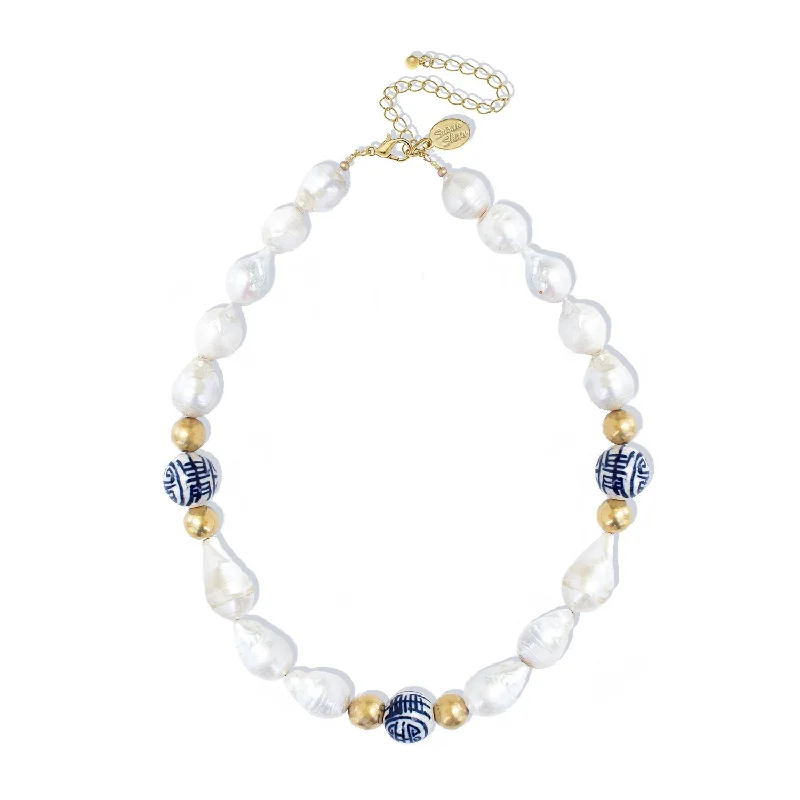 Blue & White Baroque Pearl Necklace