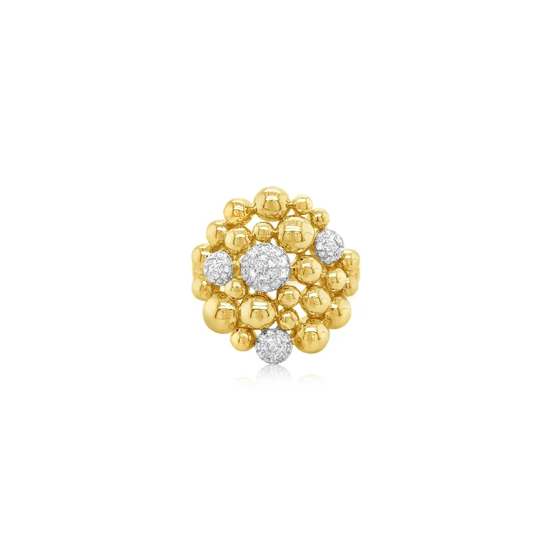 Bubbled Gold Diamond Ring