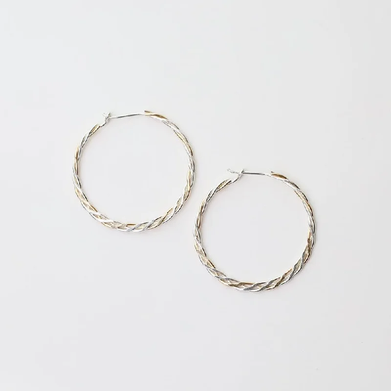 Medium Mixed Sterling Silver & Gold Filled Braided Hoops