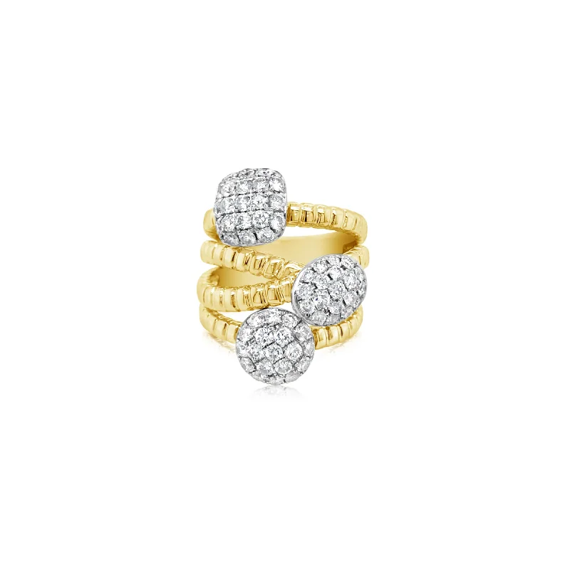 Three Shape Diamond Pavé Crossover Ring