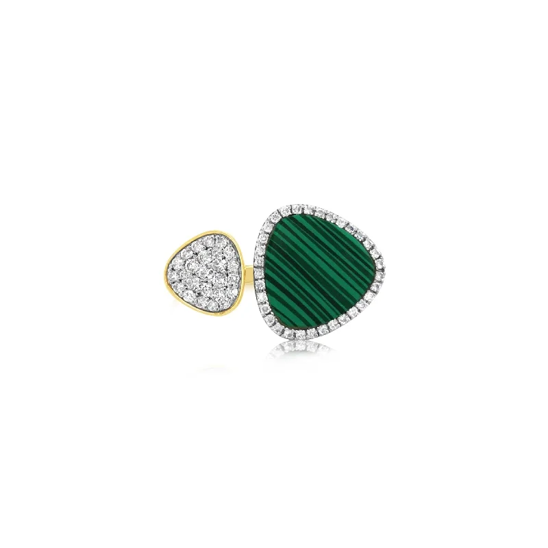 Diamond and Malachite Spade Ring