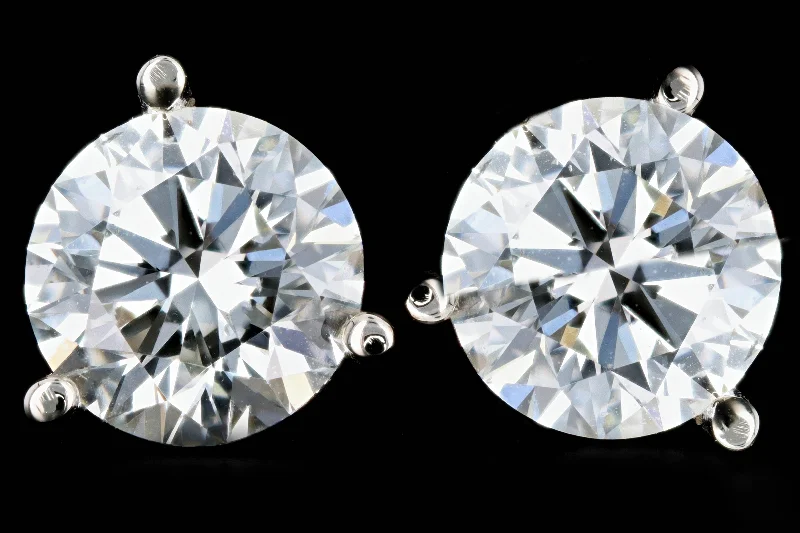 New 14K White Gold 2.02 Carat Round Brilliant Diamond Martini Stud Earrings