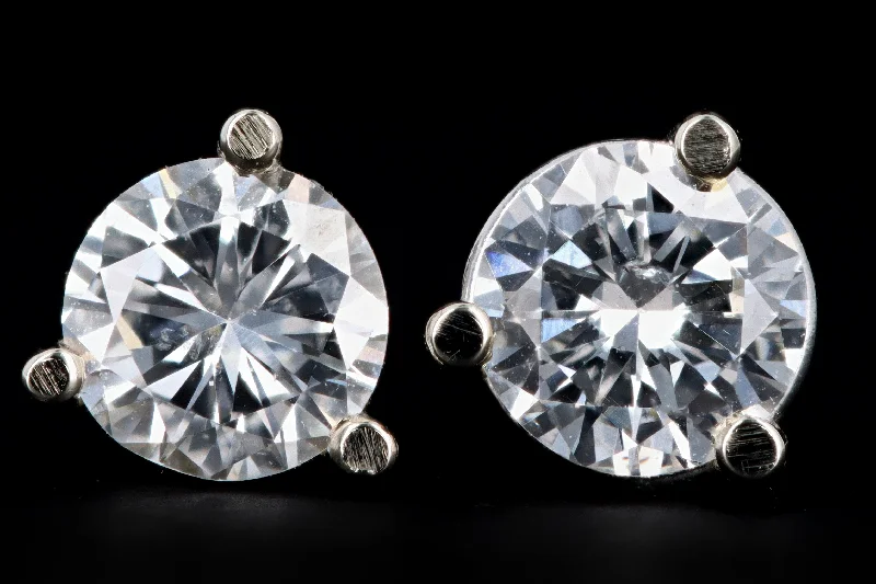 New 14K White Gold .51 Carat Total Weight Round Brilliant Diamond Martini Stud Earrings