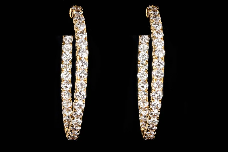 New 14K Yellow Gold 5.38 Carat Round Brilliant Diamond Hoop Earrings