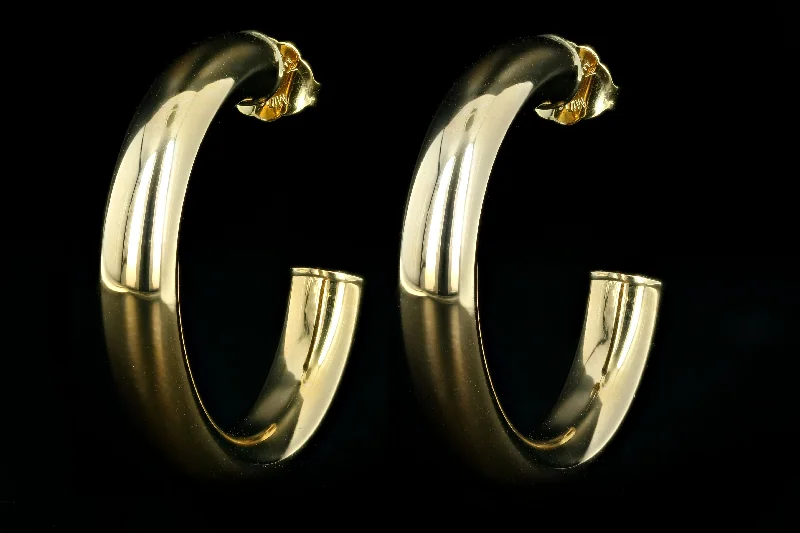 New 14K Yellow Gold Open Hoop Earrings