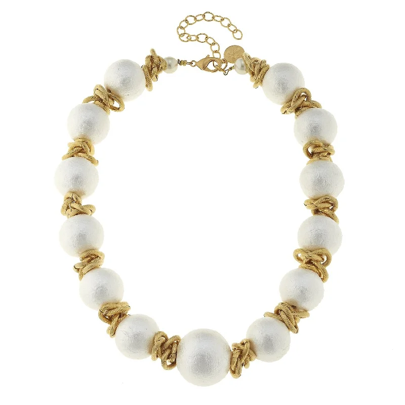 Cotton Pearl Link Necklace