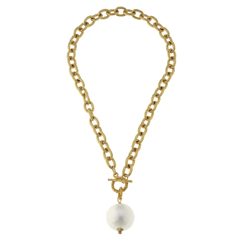 Cotton Pearl Toggle Necklace