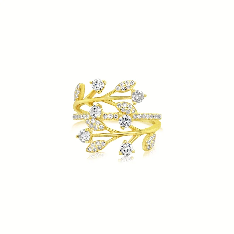 Yellow Gold Diamond Branch Ring