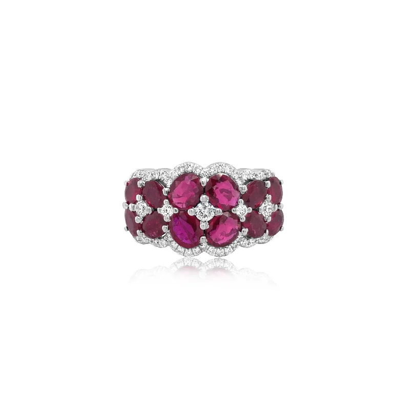 Diamond and Oval Ruby Ring