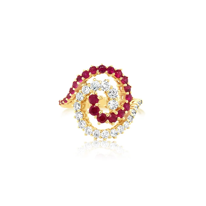 Diamond and Ruby Swirl Ring