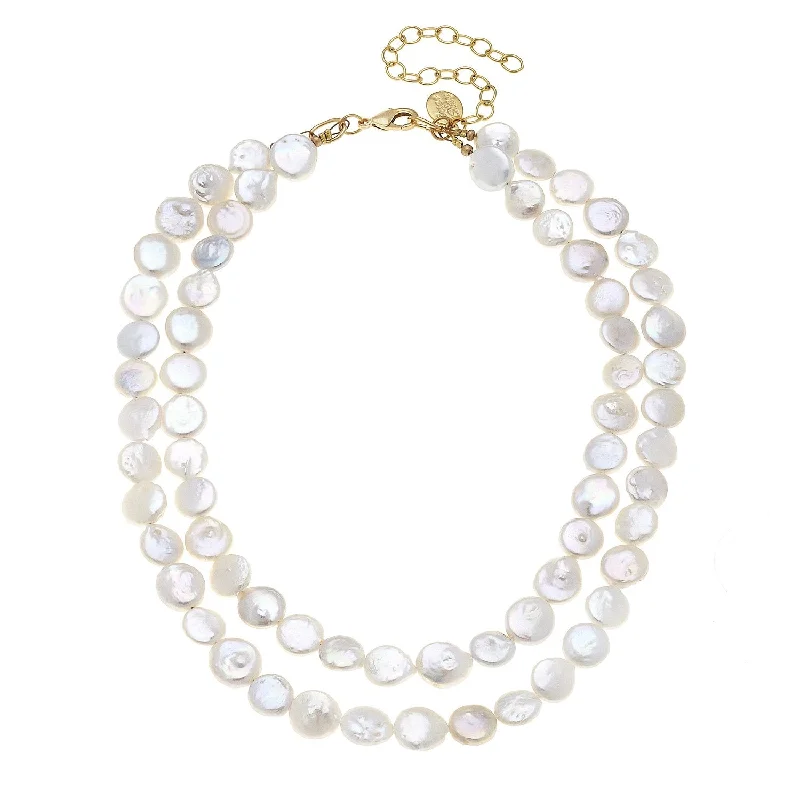 Double Strand Coin Pearl Necklace