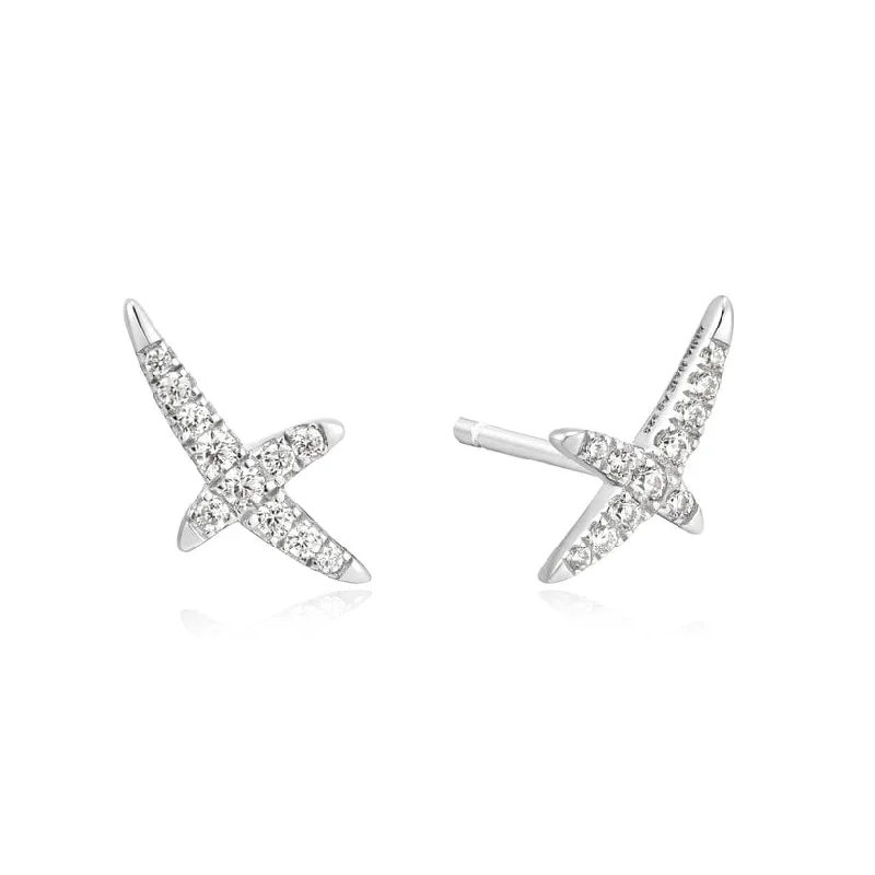 Silver Kiss Pave Stud Earrings