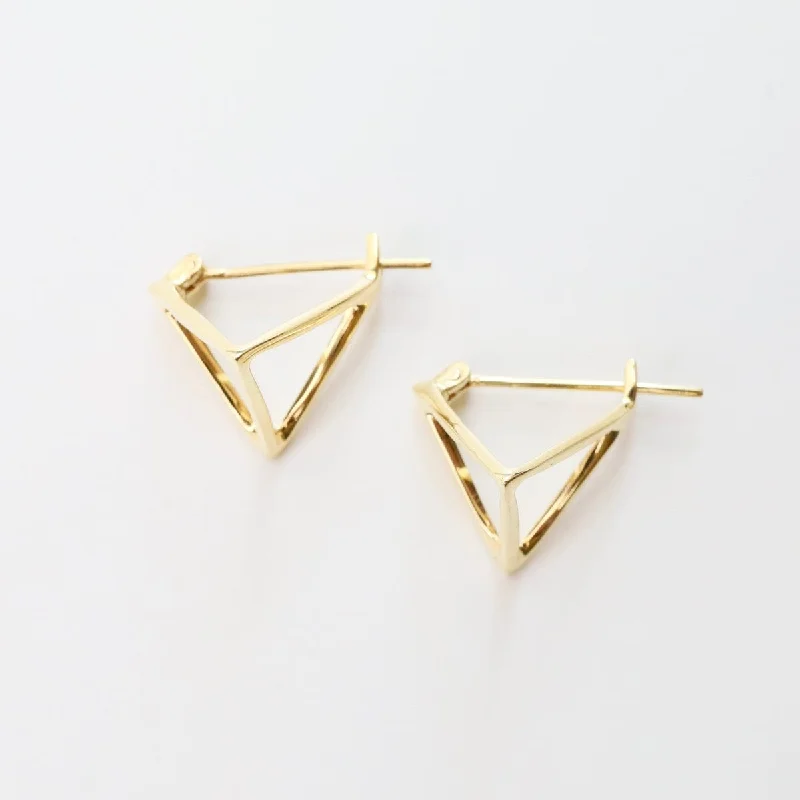 24k Vermeil 3D Triangle Hoop Earrings