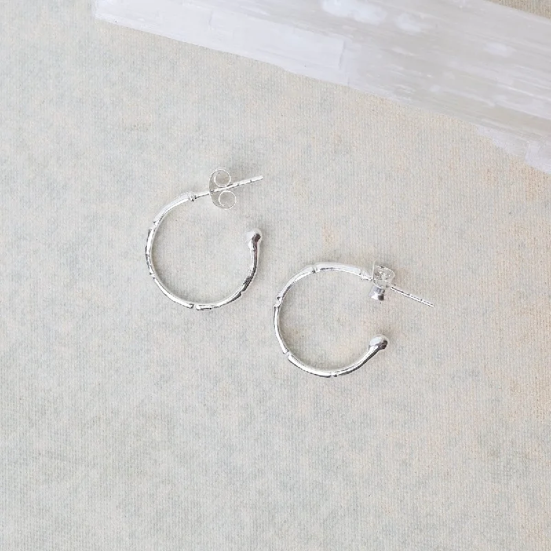 Sterling Silver Bamboo Hoop Earrings