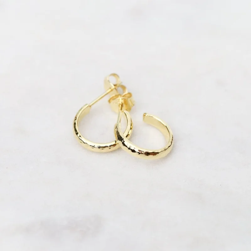 Gold Vermeil Small Finely Hammered Hoops