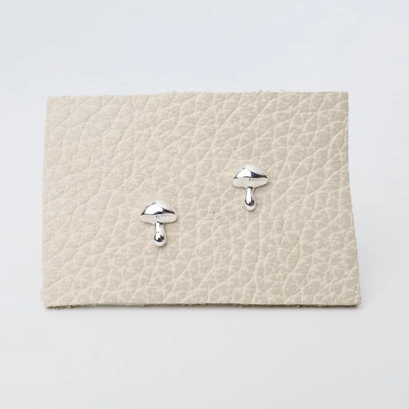 Sterling Silver Tiny Mushroom Stud Earrings