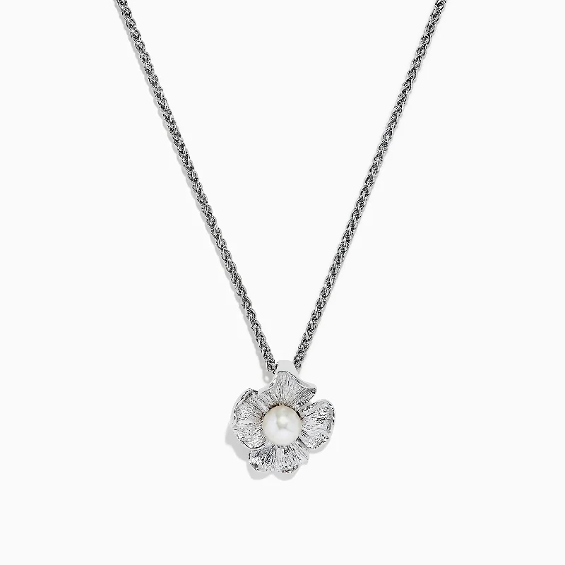 925 Pearl Sterling Silver Pearl Flower Pendant