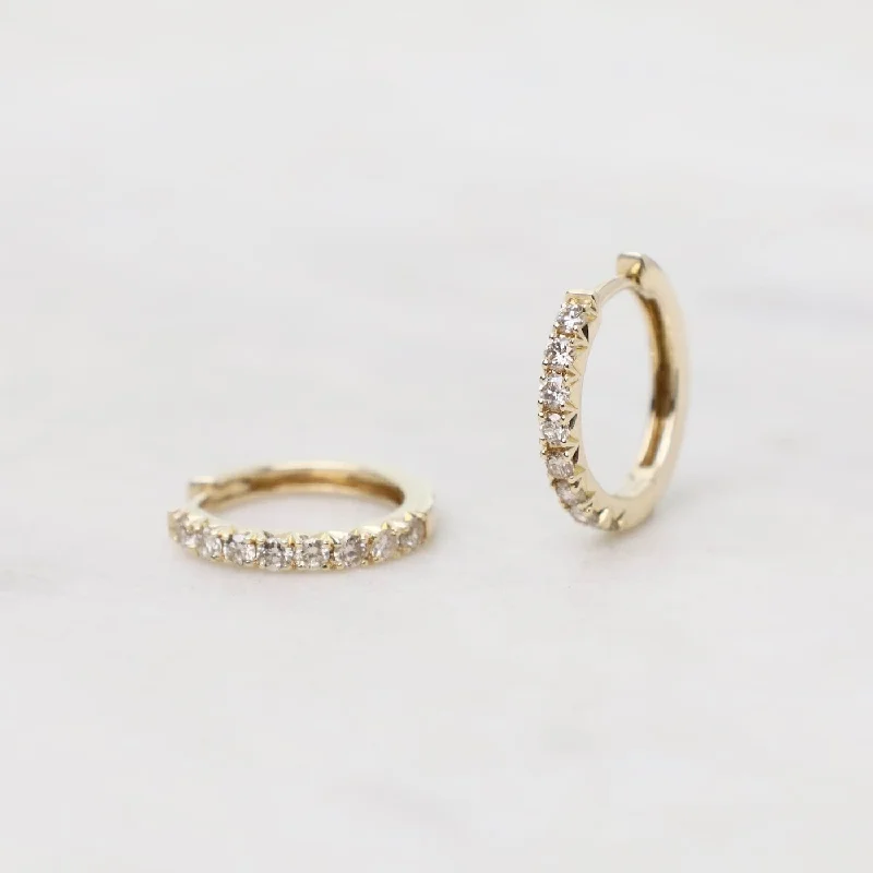 14k Yellow Gold Diamond Huggies