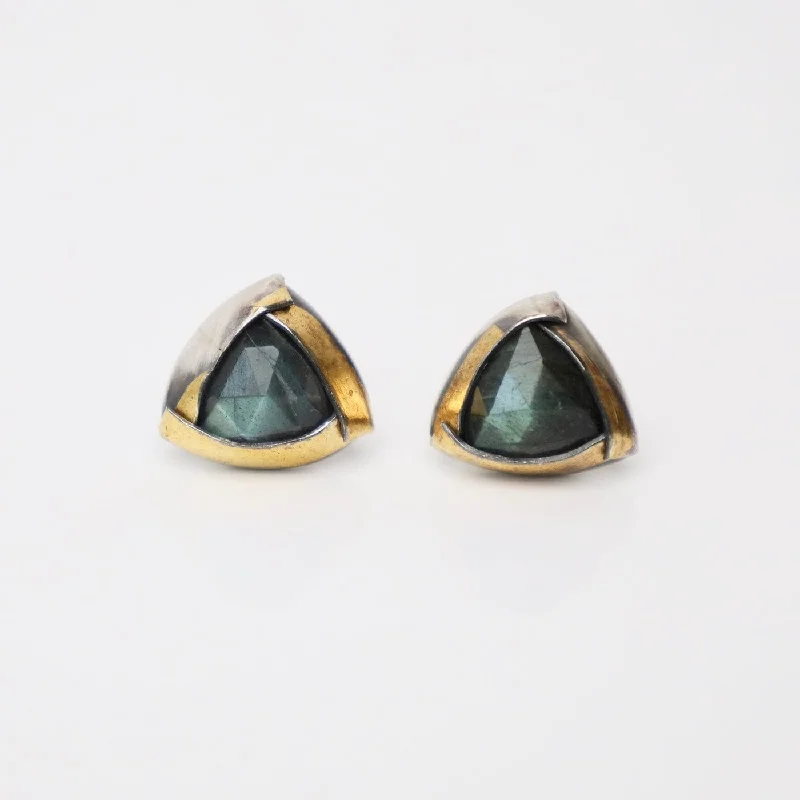 Labradorite Tri Fold Stud Earrings