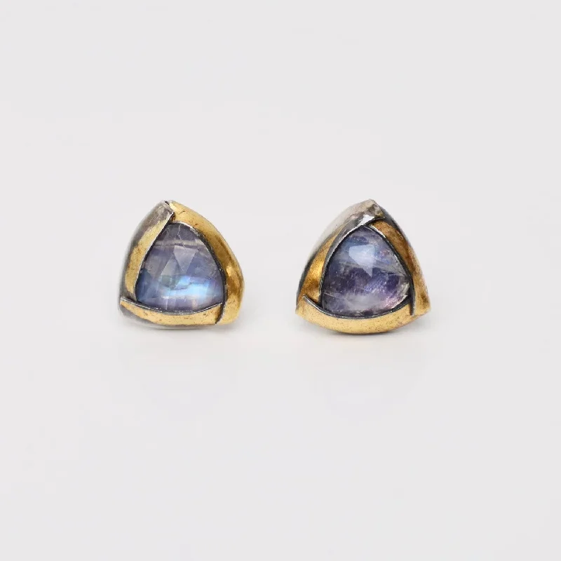 Moonstone Tri Fold Stud Earrings