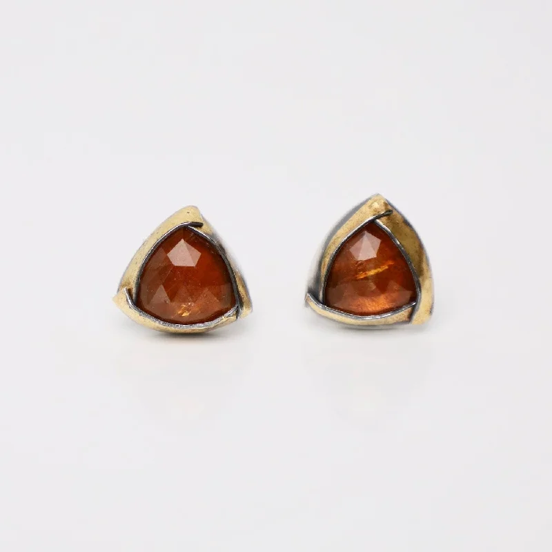 Orange Kyanite Tri Fold Stud Earrings