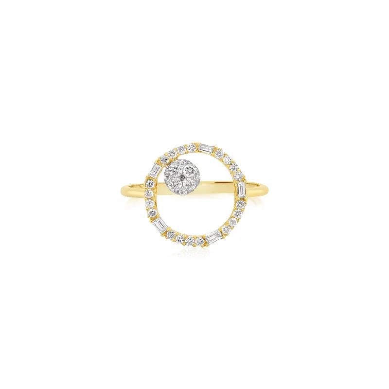 Floating Diamond Orb Ring