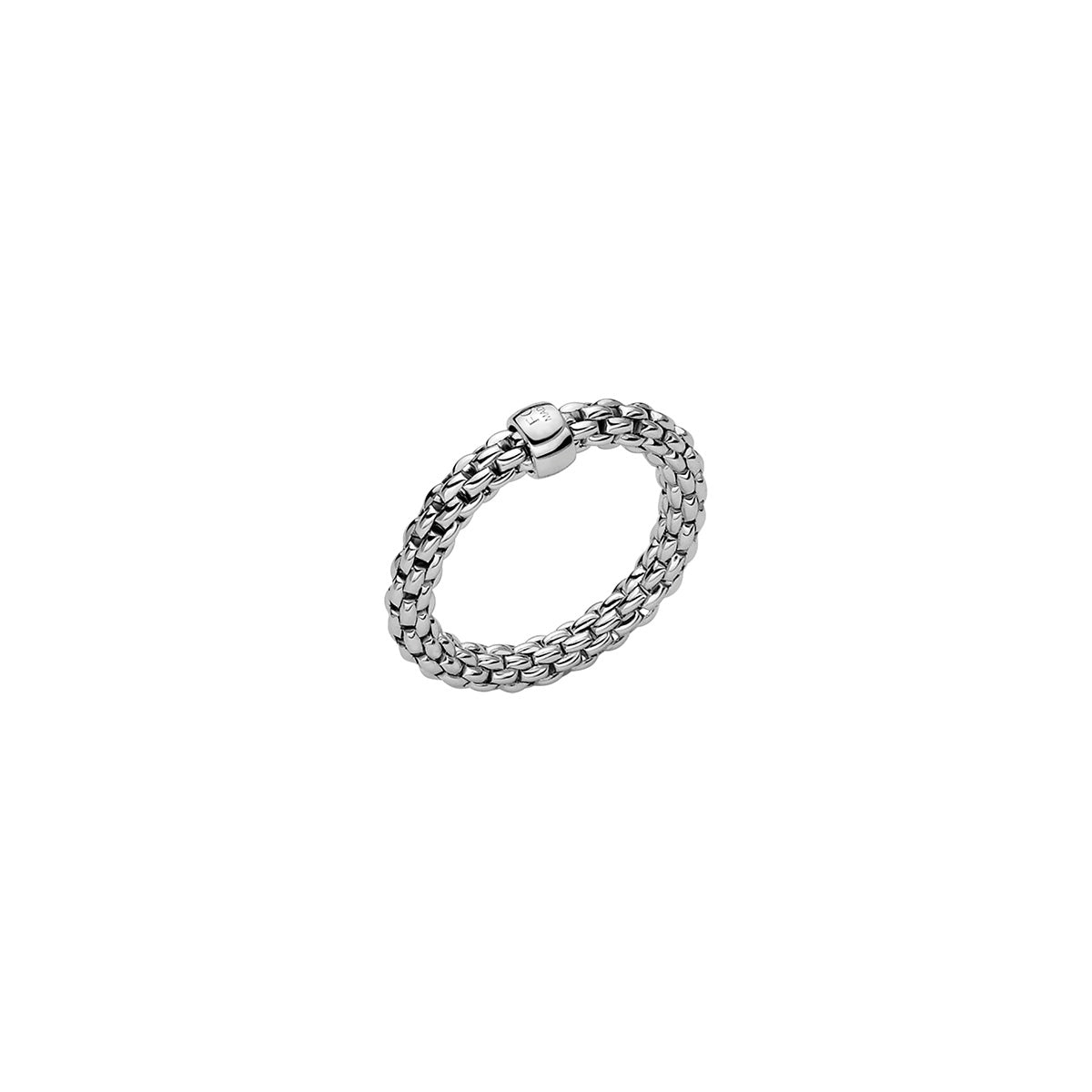 Fope 18K White Gold Essentials Collection Flex-It Stretch Ring, Medium Size (6.75-8)