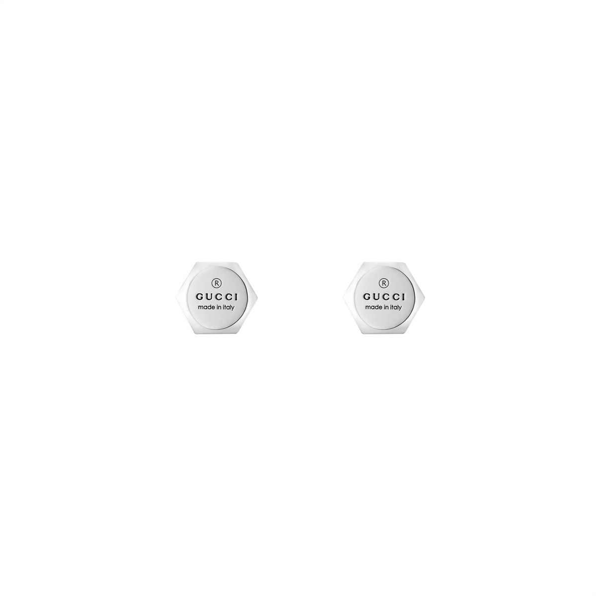 Gucci Sterling Silver 10mm Trademark Stud Earrings