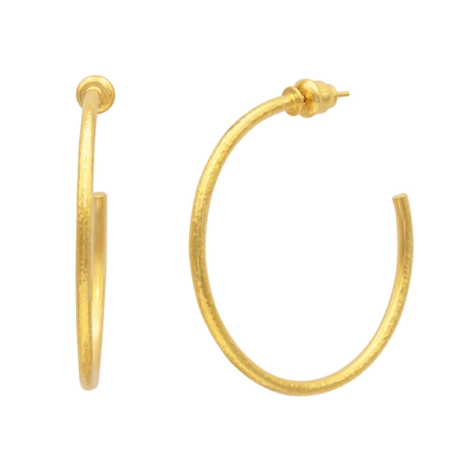 Gurhan 22K Yellow Gold Vertigo Hammered Hoop Earrings