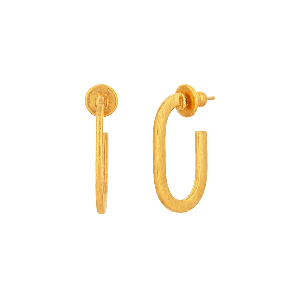 Gurhan 24K Yellow Gold Hoop 25x12mm Flat Oval Hoop Earrings on Post