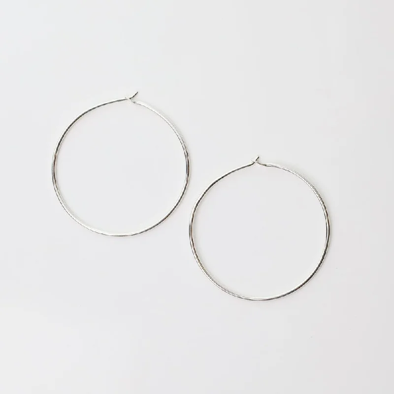 39mm Round Wire Sterling Silver Hoops