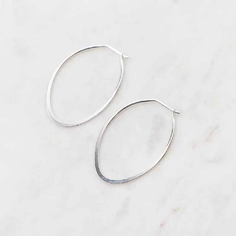 Large Flattened Oval Hoop Earrings