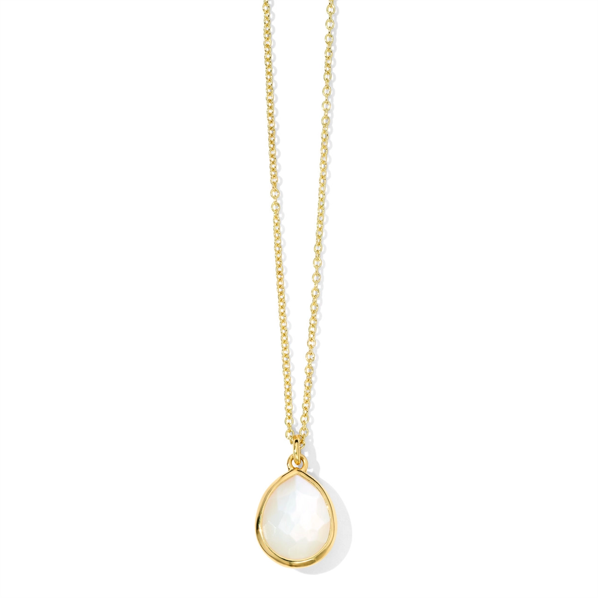 Ippolita 18K Yellow Gold Rock Candy Mini Teardrop Pendant Necklace in Mother of Pearl Doublet 16-18in