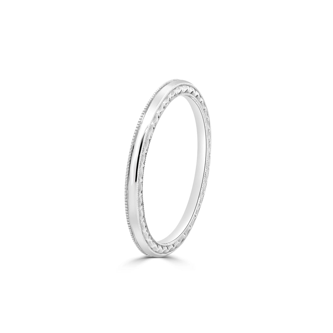 Jack Kelege 18K White Gold Milgrain Band