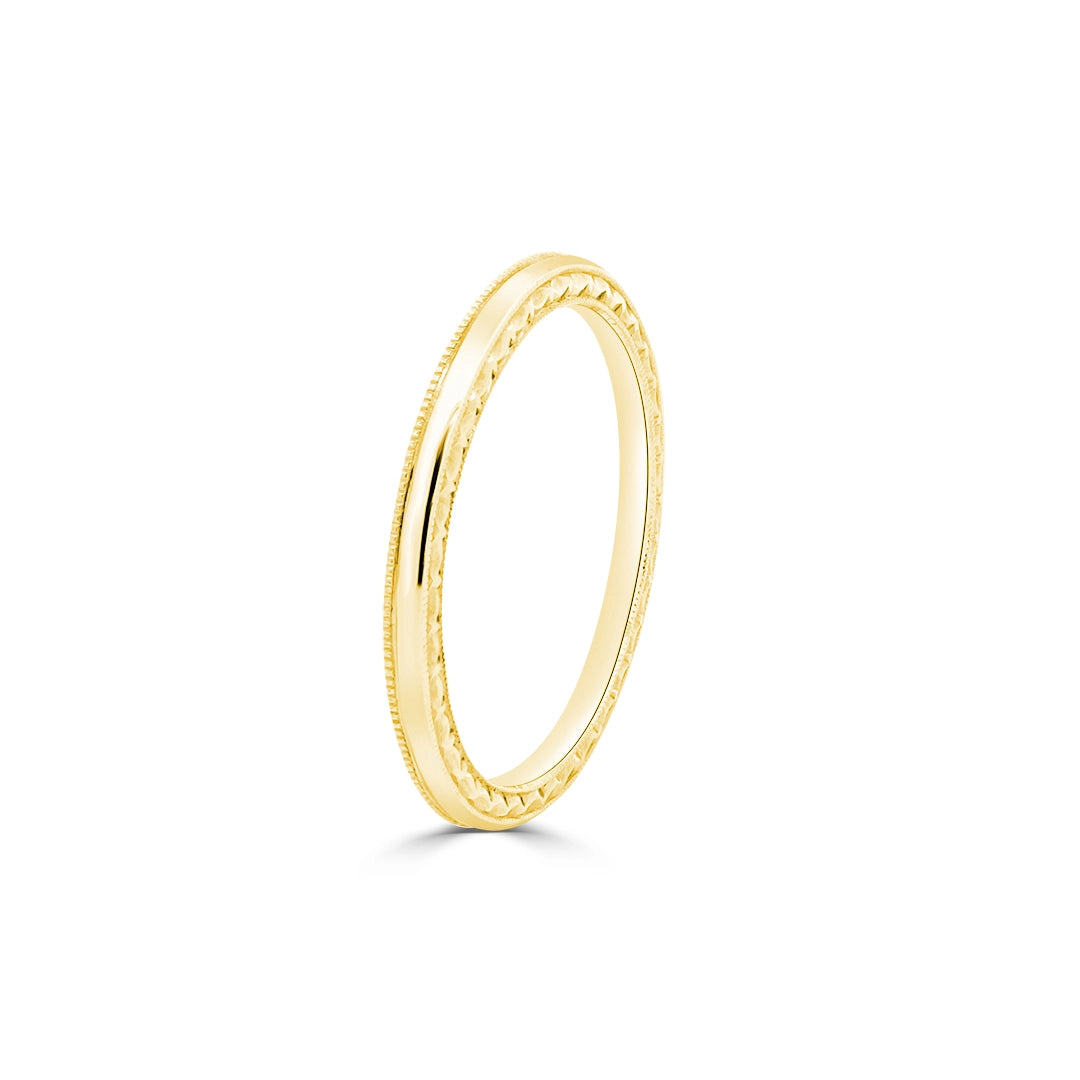 Jack Kelege 18K Yellow Gold Milgrain Band