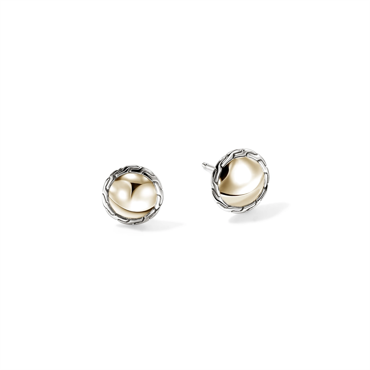 John Hardy Essentials Silver and 14K Gold 10mm Stud Earrings