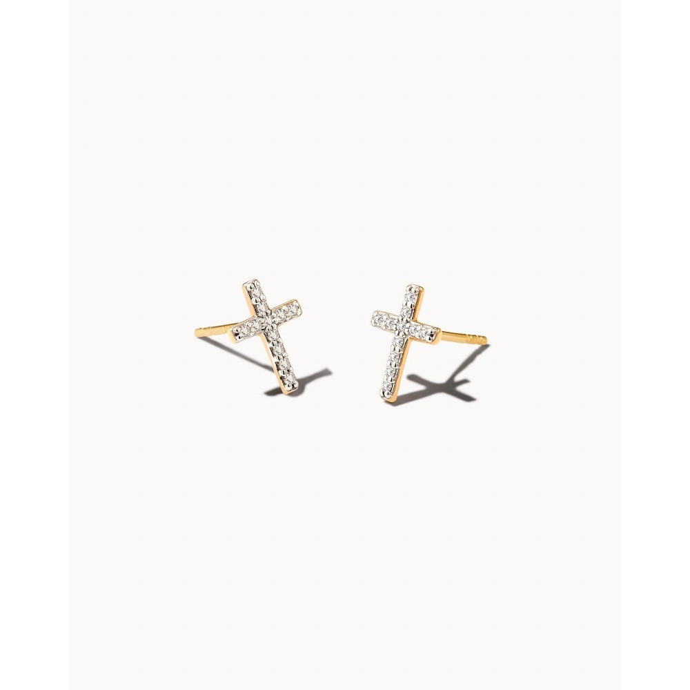 Kendra Scott 14K Yellow Gold Medium Cross Diamond Stud Earrings