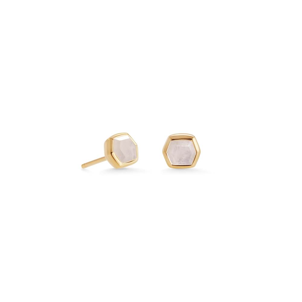 Kendra Scott 18K Yellow Gold Vermeil Davie Stud Earrings in Rainbow Moonstone